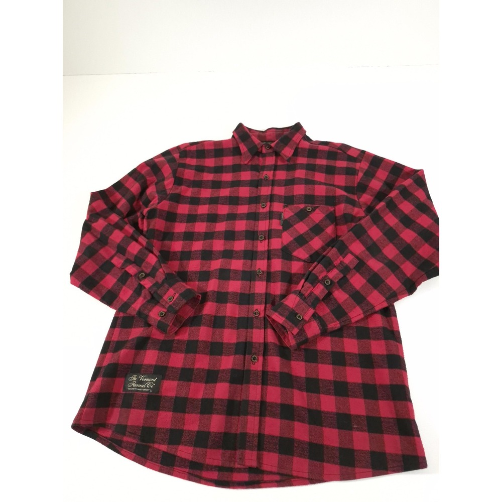 The Vermont Flannel Co Shirt Mens XL Red Plaid Flannel Long Sleeve Button Up USA